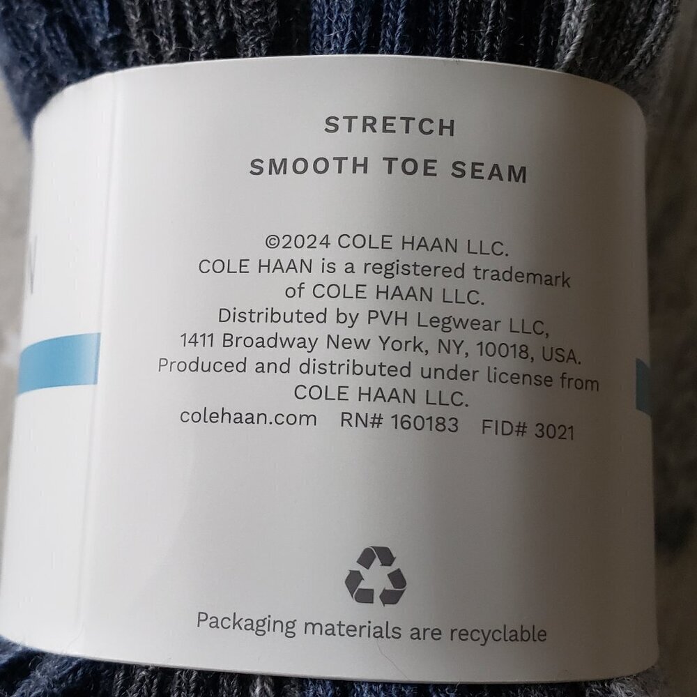 NWT - 6-pair Cole Haan Men's Dress Sock (2) Blue, (2) Dark Gray, (2) Light Gray - Picture 3 of 5